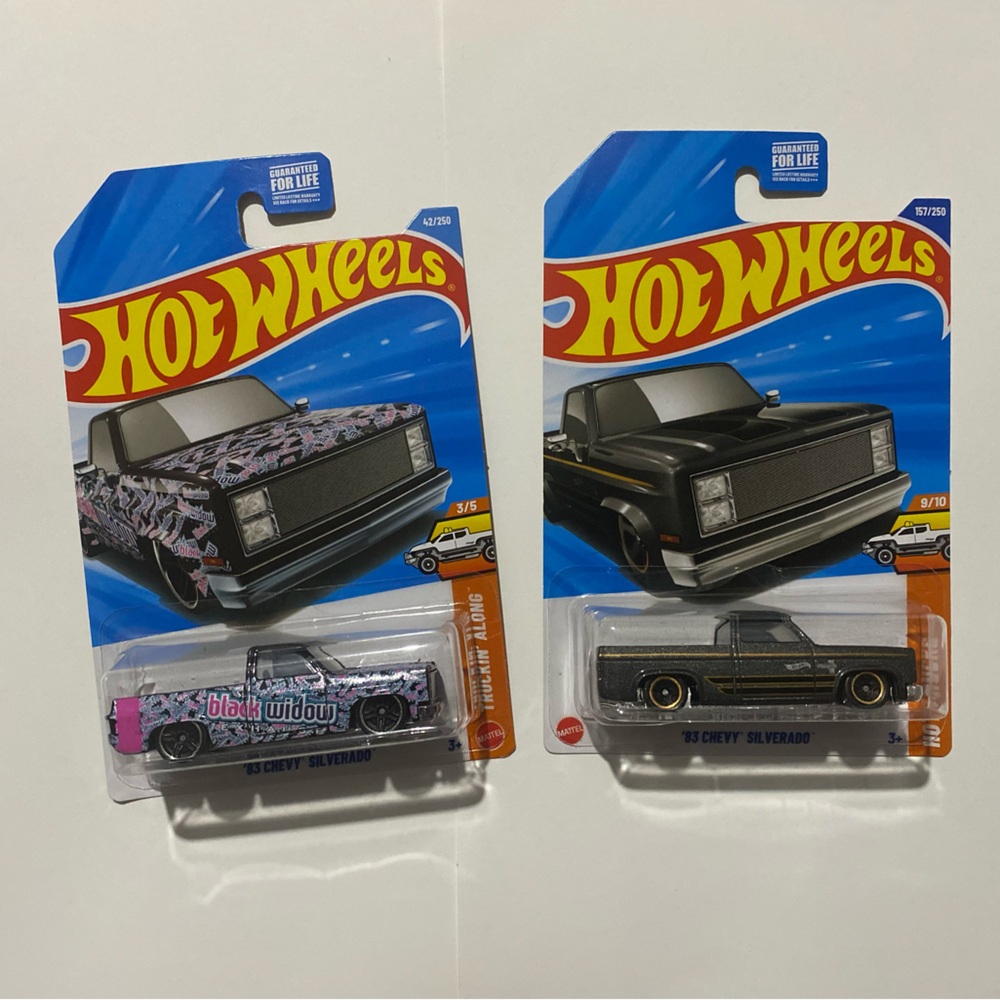 Hot Wheels 83 Chevy Silverado Truck bundle Black Widow die cast